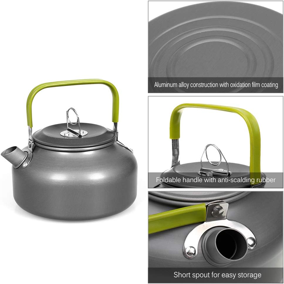 Camping Kettle 0.8L/1.2L/1.6L for Boiling Water, Coffee Pot Tea Kettle Aluminum Alloy Teapot with Silicon Handle Carry Bag for Hiking Outdoor Picnic - Image 2