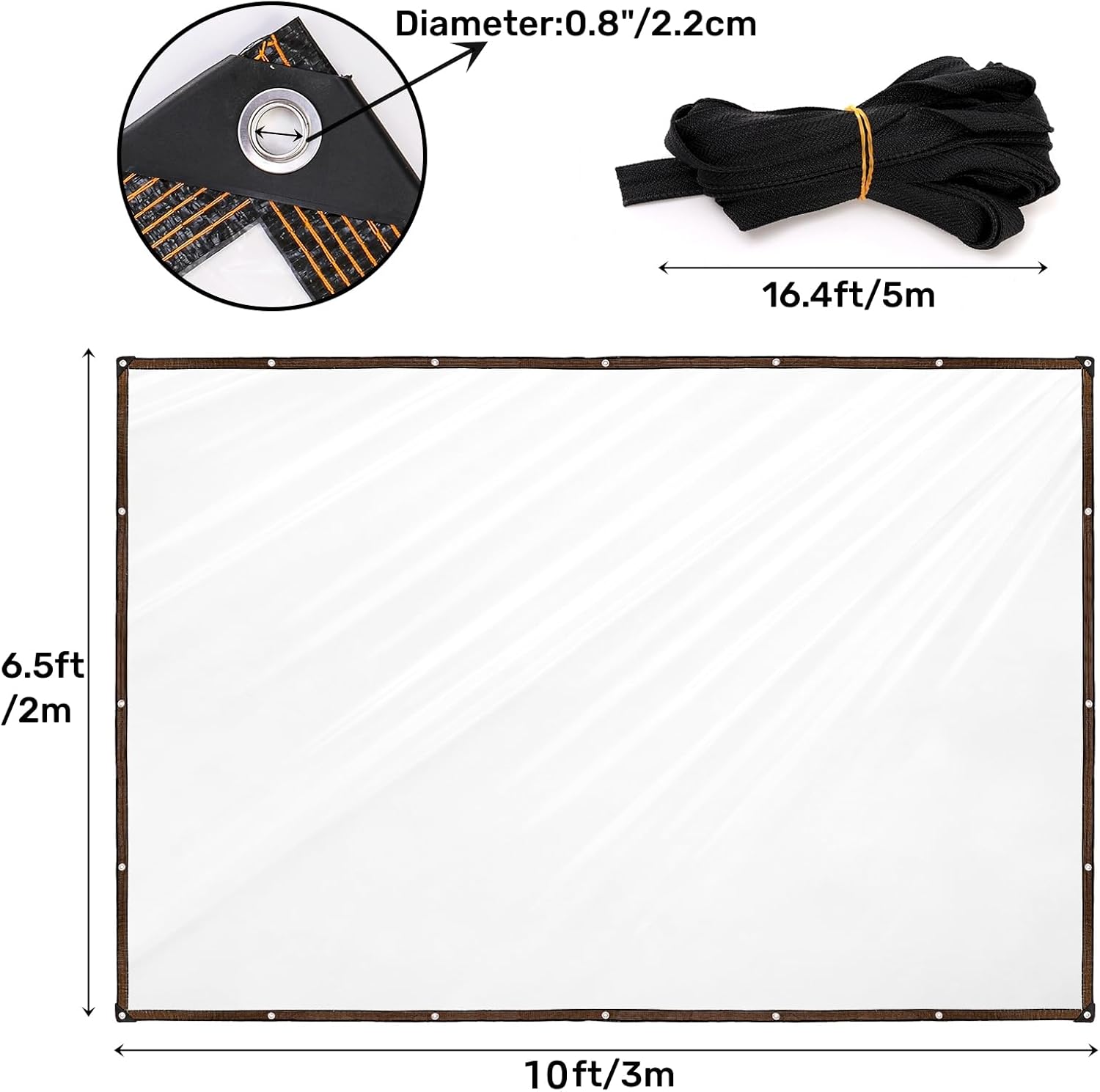 2 Pack Thicken Transparent Tarpaulin Waterproof, Heavy Duty Garden Rainproof Clear Poly Tarp, Plant Cover Insulation Shed Cloth with Grommets and Ropes for Patio, Camping Supplies (9.8x6.5 Ft) - Image 2