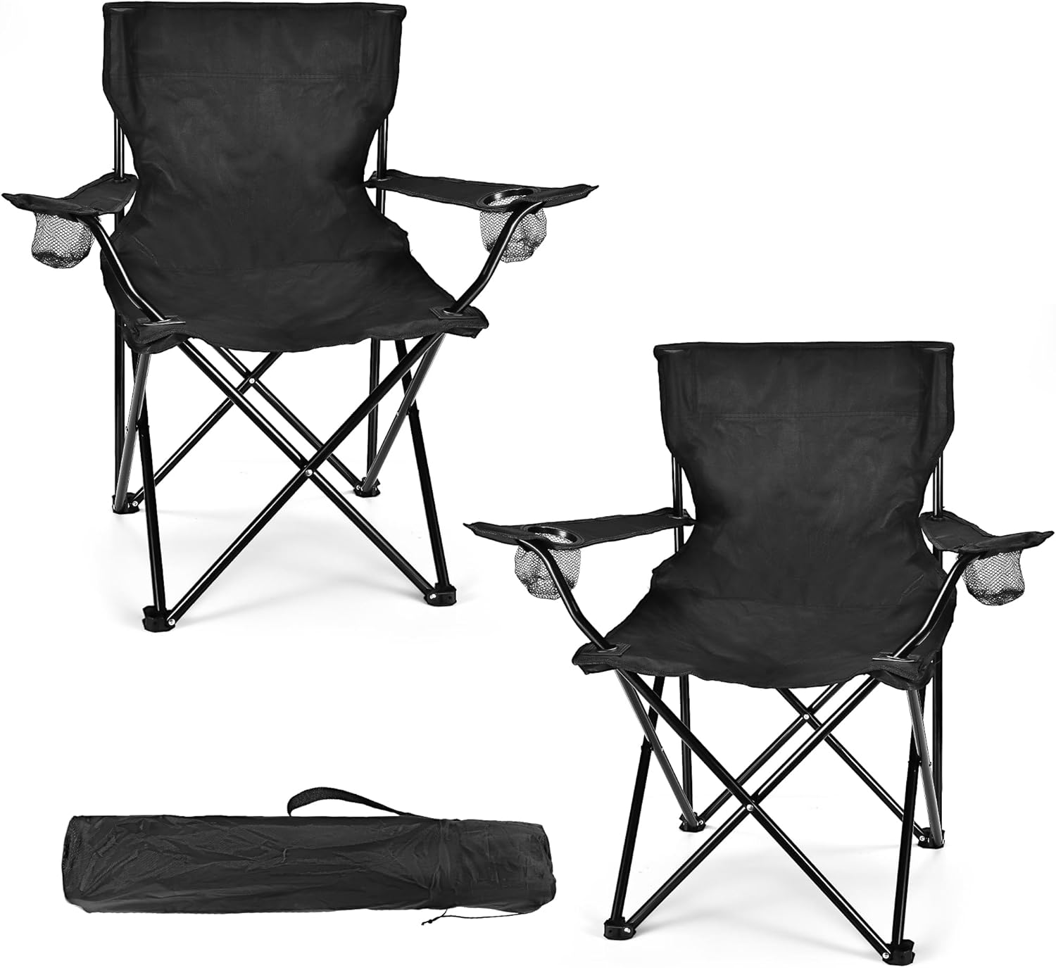 2 Pack Lightweight Camping Chairs for Adults & Teens, 250LBS Capacity Foldable Portable Chairs with Carry Bag, Compact Design for Camping, Beach, Picnics, and Outdoor Events