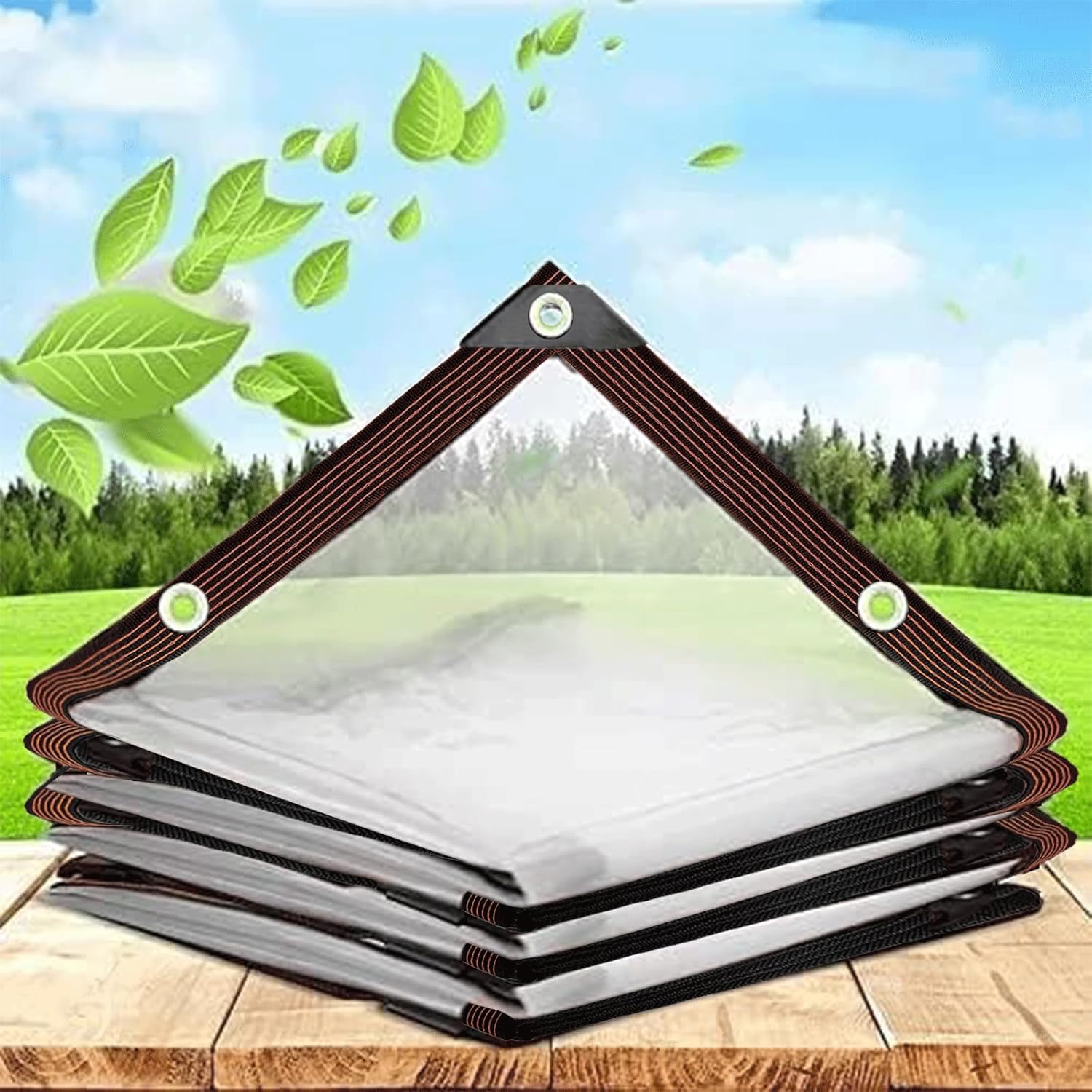 Transparent Waterproof Tarpaulin - with Eyelets 5x6 FT,with 1 Rolls Ropes,Plant Cover Poly Tarp for Garden Rainproof Covering Garden Plant Outdoor - Image 2