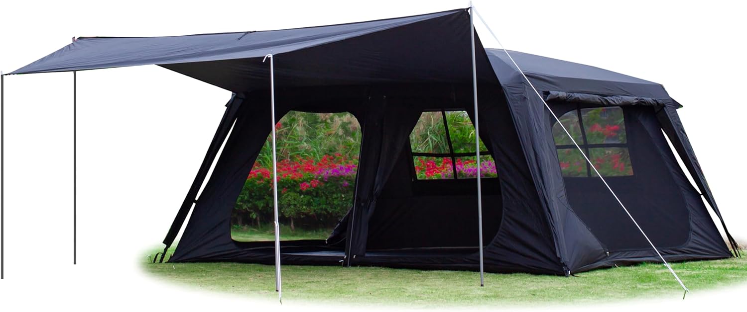 Extra Large Tent 10-12-14 Person(B),Family Cabin Tents,2 Rooms,3 Doors and 3 Windows with Mesh,Straight Wall,Waterproof,Double Layer,Big Tent for Outdoor,Picnic,Camping,Family Gathering